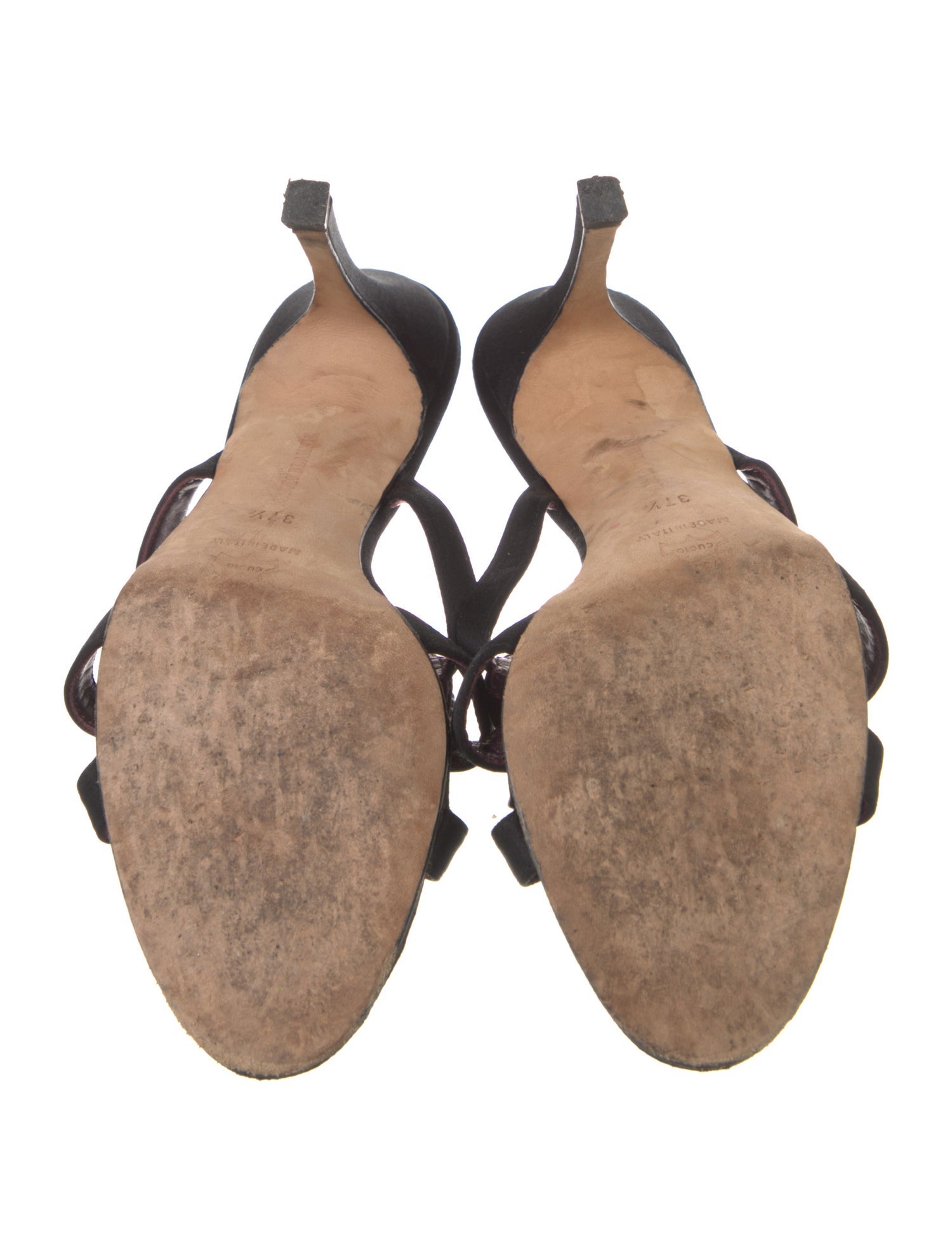 Manolo Blahnik Satin Crystal Embellishments Slides